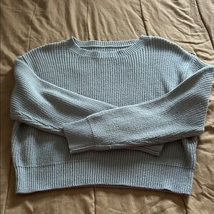 Crewneck Ribbed Knit Sweater in sage green